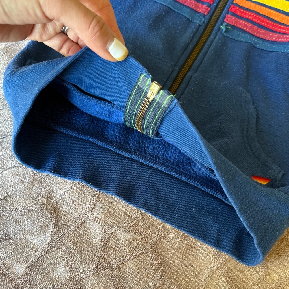 Aviator Nation Kids Blue Joggers with Smiley Face and Stripped Blue Hoodie Set - Picture 10 of 16